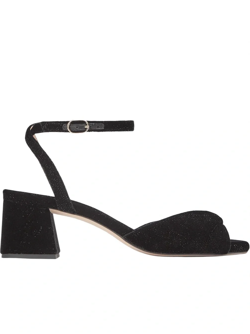 NWOT: LK Bennett Joelle Black Velvet Twist-Front Block Heels, Size EU 38/US 7